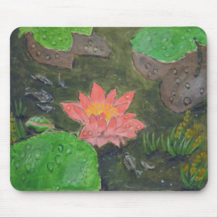 Acryl auf Leinwand, rosa Wasserlilie Blume Mousepad