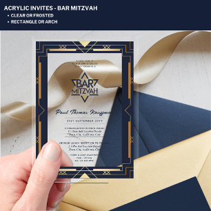 Acryl BAR MITZVAH Navy Gold Moderne klare Eleganz Acryleinladungen