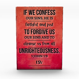 Acryl Bibelvers Block - 1 Johannes 1:9 Lutherbibel