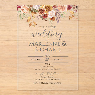 Acryl Boho elegante Hochzeitseinladung Acryleinladungen