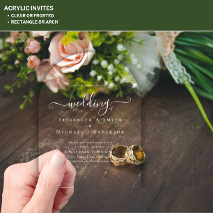 ACRYL-Einladungen zur Hochzeit WEISSE SCHRIFT Fett Acryleinladungen