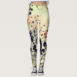 ACRYL GIESSEN WEISSE ORANGE ZELLEN-ABSTRAKTE LEGGINGS
