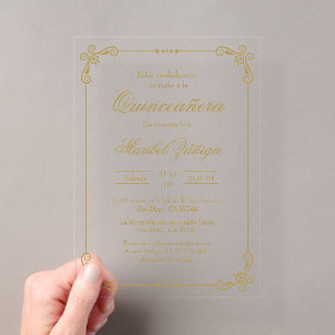 Acryl-Gold-Quinceañera-Einladung Acryleinladungen
