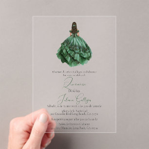 Acryl-Grün-Silhouette Quinceañera-Einladung Acryleinladungen