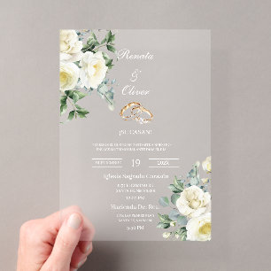 Acryl-Grünweiß-Hochzeit Acryleinladungen