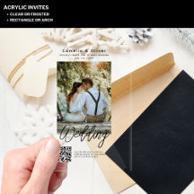 Acryl-Hochzeitseinladungen PHOTO Qr Code RSVP