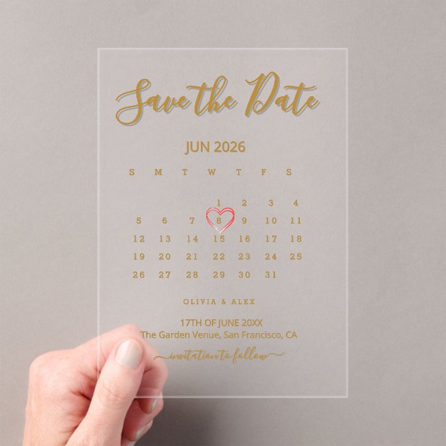 Acryl-Kalender Save-the-Date  Acryleinladungen (Insitu (Handheld))
