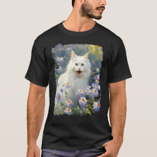 Acryl-Kunst weiße Katze T-Shirt