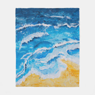 Acryl-Meer- und Strandmalerei auf Zeichenständer w Fleecedecke