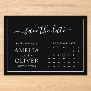 Acryl Modern Chic Schwarzer Kalender Save The Date Acryleinladungen