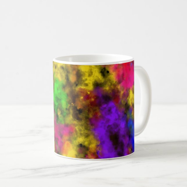 Acryl Neonfarben Farbklecks Spritzer Abstract Kaffeetasse (VorderseiteRechts)