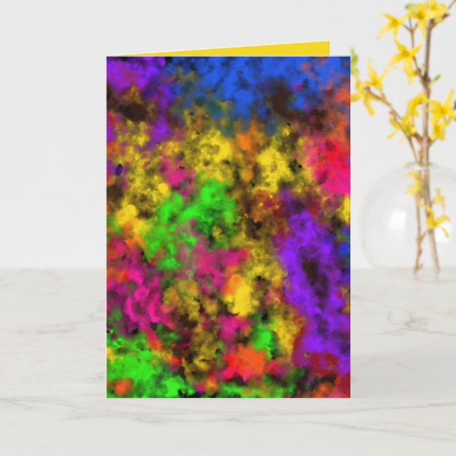 Acryl Neonfarben Farbklecks Spritzer Abstract Karte (Gelbe Blume)
