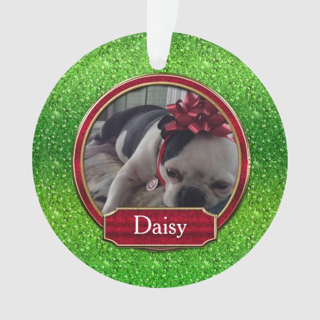 Acryl-Ornament-Foto-IMITATE Grün Rot Sparkle Ornament (Vorderseite)
