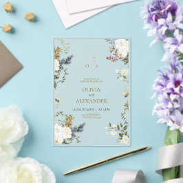 Acryl-Rustikale-Floral-Hochzeitseinladung Acryleinladungen