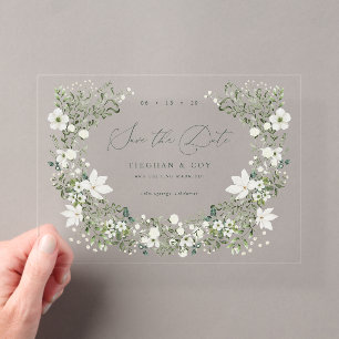 Acryl-Salbei-Save-The-Date-Hochzeitsankündigung Acryleinladungen
