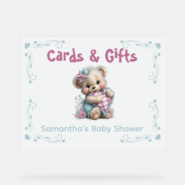 Acryl-Schild Karten & Geschenke Teddybär Baby-Part Acrylschild (Vorderseite)