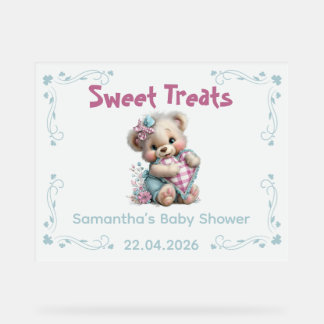 Acryl-Schild Süße Leckereien Teddybär-Baby-Party  Acrylschild