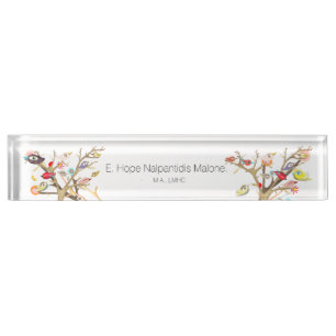 Acryl-Schreibtisch-Schild Whimsy Birds Namensplakette