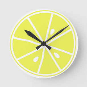 Acryl-Wanduhr Gelbe Zitronenscheibe Runde Wanduhr