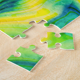 Acrylfarbe, blau, grün, gelb / puzzle