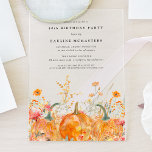 ACRYLIC 40. Geburtstag Herbst Pumpkin Wildblume Acryleinladungen<br><div class="desc">Akrylische Einladungen sind der heißeste Trend dieses Jahres. Die Kürbisse des Falles sind in zarten goldgelben und orangefarbenen Wildblumen eingebettet,  um eine elegante Ästhetik zu schaffen. Der gesamte Text ist editierbar,  sodass Sie ganz einfach Ihre eigene Stimmung gestalten können.</div>