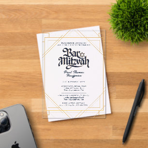 Acrylic BAR MITZVAH Navy Gold Luxus Minimalistisch Acryleinladungen