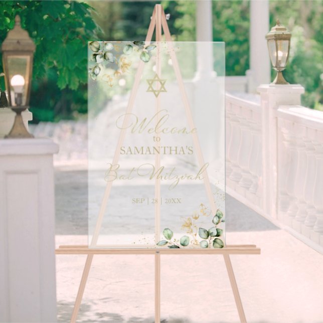 Acrylic Bat Mitzvah Begrüßungszeichen | Eukalyptus Acrylschild (Von Creator hochgeladen)