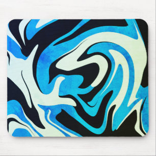Acrylic Blue Black Liquid Abstraktes Muster Mousepad