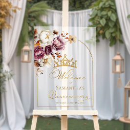 Acrylic Burgundy Fall Quinceanera Begrüßungszeiche Acrylschild