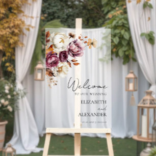Acrylic Burgundy Hochzeit im Herbst Party signiere Acrylschild