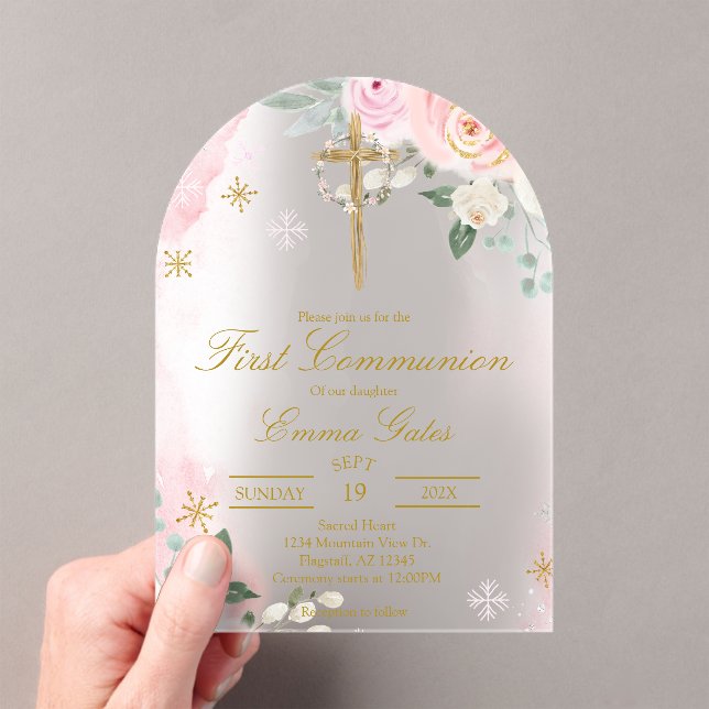 Acrylic Crucifix  first communion Invitation Acryleinladungen (Insitu (Handheld))