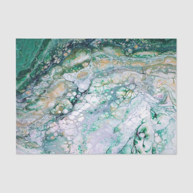 Acrylic Fluid Pour Emerald Dragon Seidenpapier (Vorderseite)