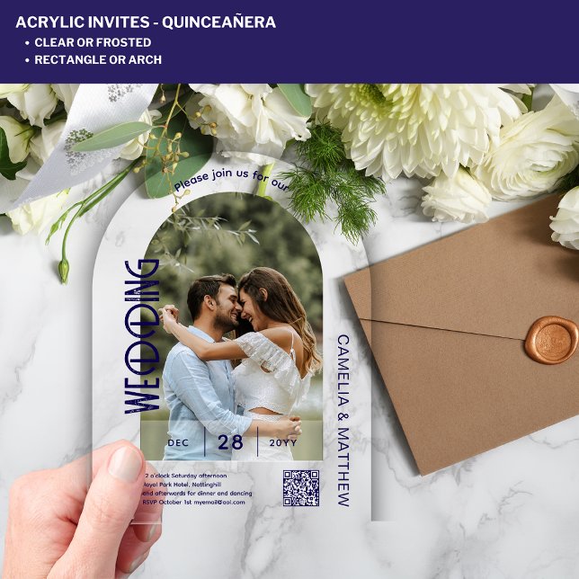 ACRYLIC Foto Wedding Einladungen Moderne QR Code U (Von Creator hochgeladen)