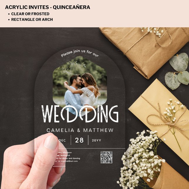 ACRYLIC Foto Wedding Einladungen Moderne QR Code U (Von Creator hochgeladen)