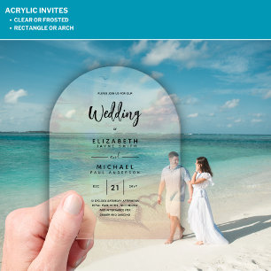 ACRYLIC Hochzeit in Urlaubsort Beach Sunset Ocean Acryleinladungen