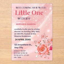 Acrylic Invitation Pink Floral Baby Shower Acryleinladungen