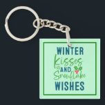 Acrylic Keychain Schlüsselanhänger<br><div class="desc">Cozy winter quote design featuring “Winter Kisses And Snowflake Wishes.” Perfect for holiday gifts,  Christmas outfits,  and seasonal winter apparel. (Design code-51963).</div>
