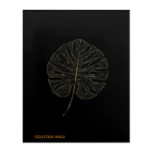 Acrylic Luxury Gold Monstera Leaf Line Art