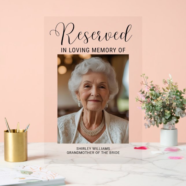 Acrylic Memorial Sign for Wedding Reserved Chair  Acrylschild (Hochzeit)