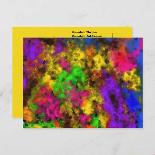 Acrylic Neon Colors Paint Splatter Splash Abstract Postkarte (Vorne/Hinten)