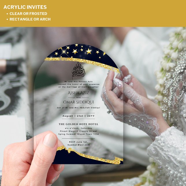 ACRYLIC NIKAH WALIMA BlackGold Elegant Islamisch Acryleinladungen (Von Creator hochgeladen)