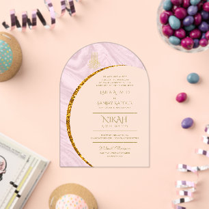 ACRYLIC NIKAH WALIMA Gold Text Elegant Islamisch Acryleinladungen
