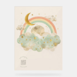 Acrylic Nursery Sign | Watercolor Rainbow & Moon Acrylschild