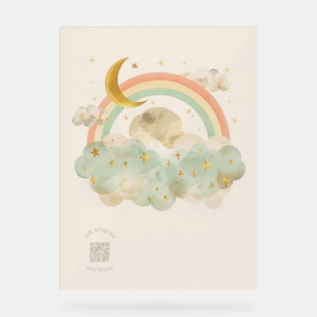 Acrylic Nursery Sign | Watercolor Sleeping Moon Acrylschild (Vorderseite)