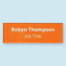 Acrylic Orange Nametag Magnetic High Quality Namenschild