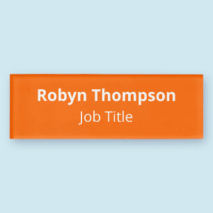 Acrylic Orange Nametag Magnetic High Quality Namenschild