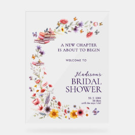 Acrylic Poppy & Lavender Bridal Shower Welcome Acrylschild