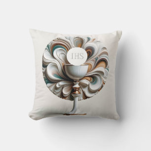 Acrylic Pour Style Communitation Host and Chalice Kissen