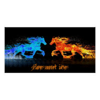 Acrylic Printwerbung für Feuer und Eispferde