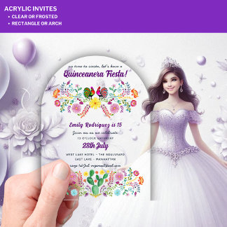 ACRYLIC Quinceanera Fiesta Folkart Floral Birds Acryleinladungen